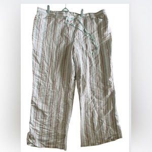 Lane Bryant 22/24 Pastel Blue Striped Linen/Rayon Pants Beautiful